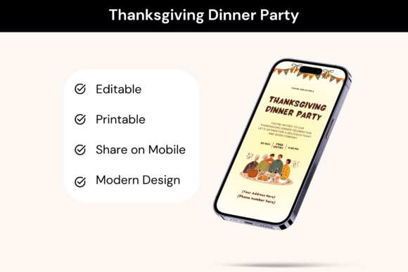 Effortless Elegance: Elevate Your Holiday Gathering with a Digital Thanksgiving Dinner Party Invitation